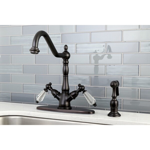 KS1235WLLBS Mono Deck Mount Kitchen Faucet W/ Brass Sprayer, Bronze